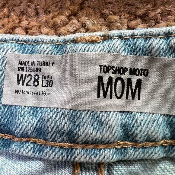 TopShop Womens Light Blue Moto Bleach Fishnet Distressed Mom Jeans Size 28 - Picture 6 of 13